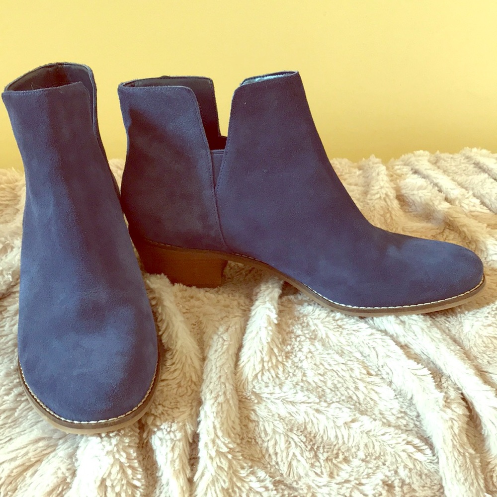 Beautiful blue suede booties by Cole Haan